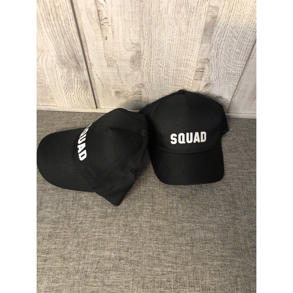 Adult Squad Black Adjustable Hat Baseball Caps Pack of 2 - Picture 2 of 3